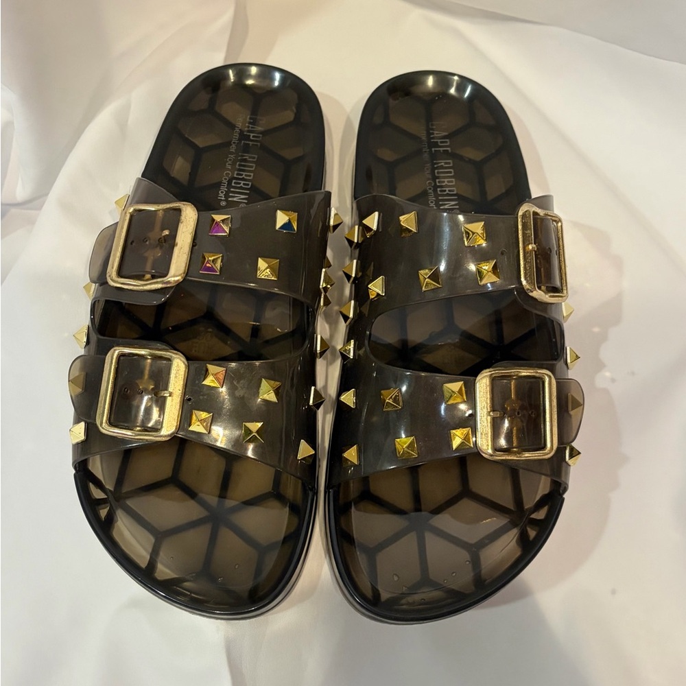 Cape Robbin Regal Black Jelly Studded Slide Sandals Women’s Size 8 - Picture 7 of 11
